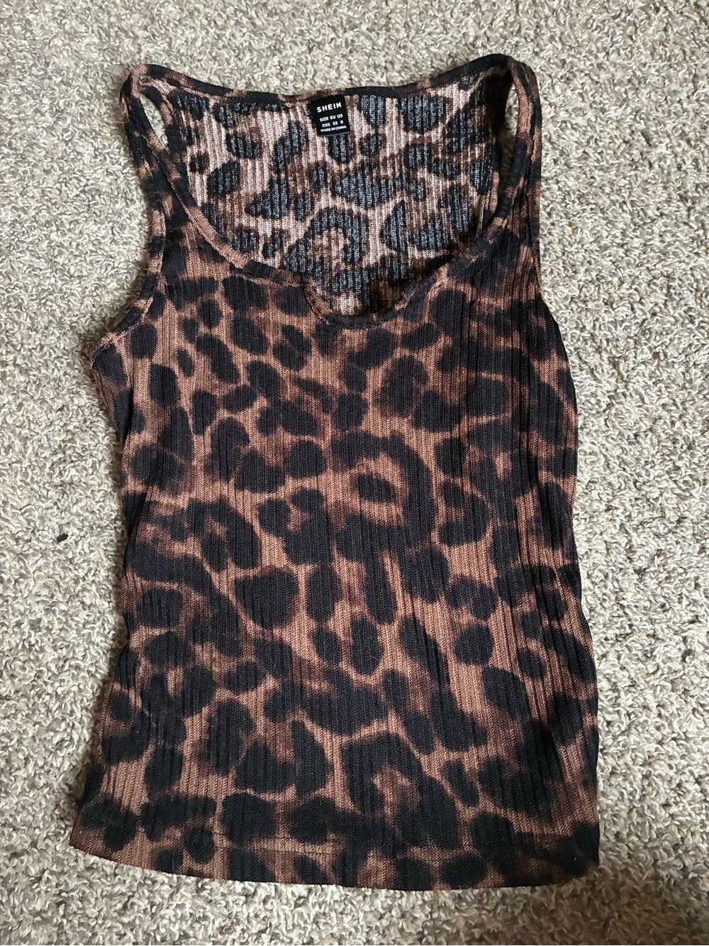 SHEIN Brown & Black Leopard Ribbed Tank Top
